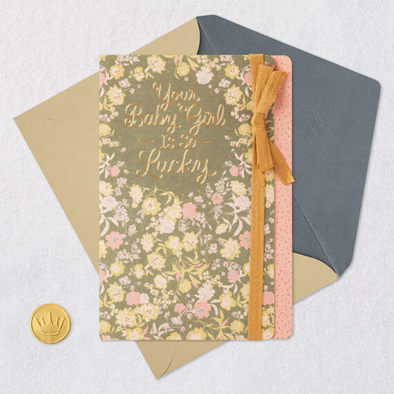 Your Baby Girl Is So Lucky New Baby Card, , large image number 5