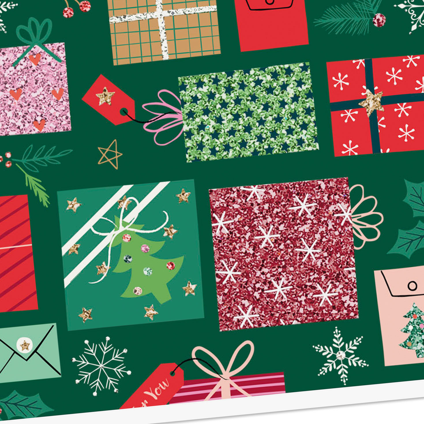 Wrapped Presents on Green Christmas Cards Pack Cover Detail image number 5