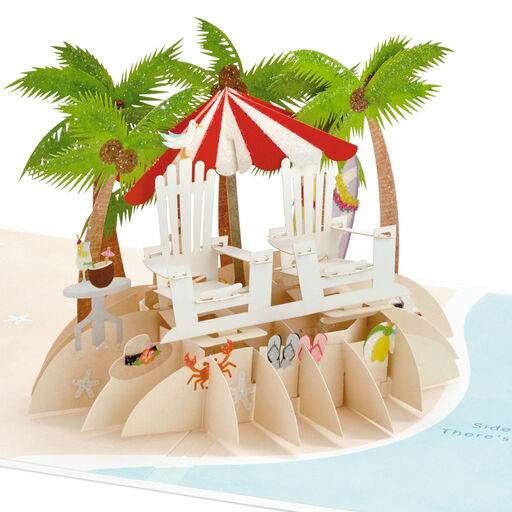 Tropical Beach Scene 3D Pop-Up Anniversary Card, 