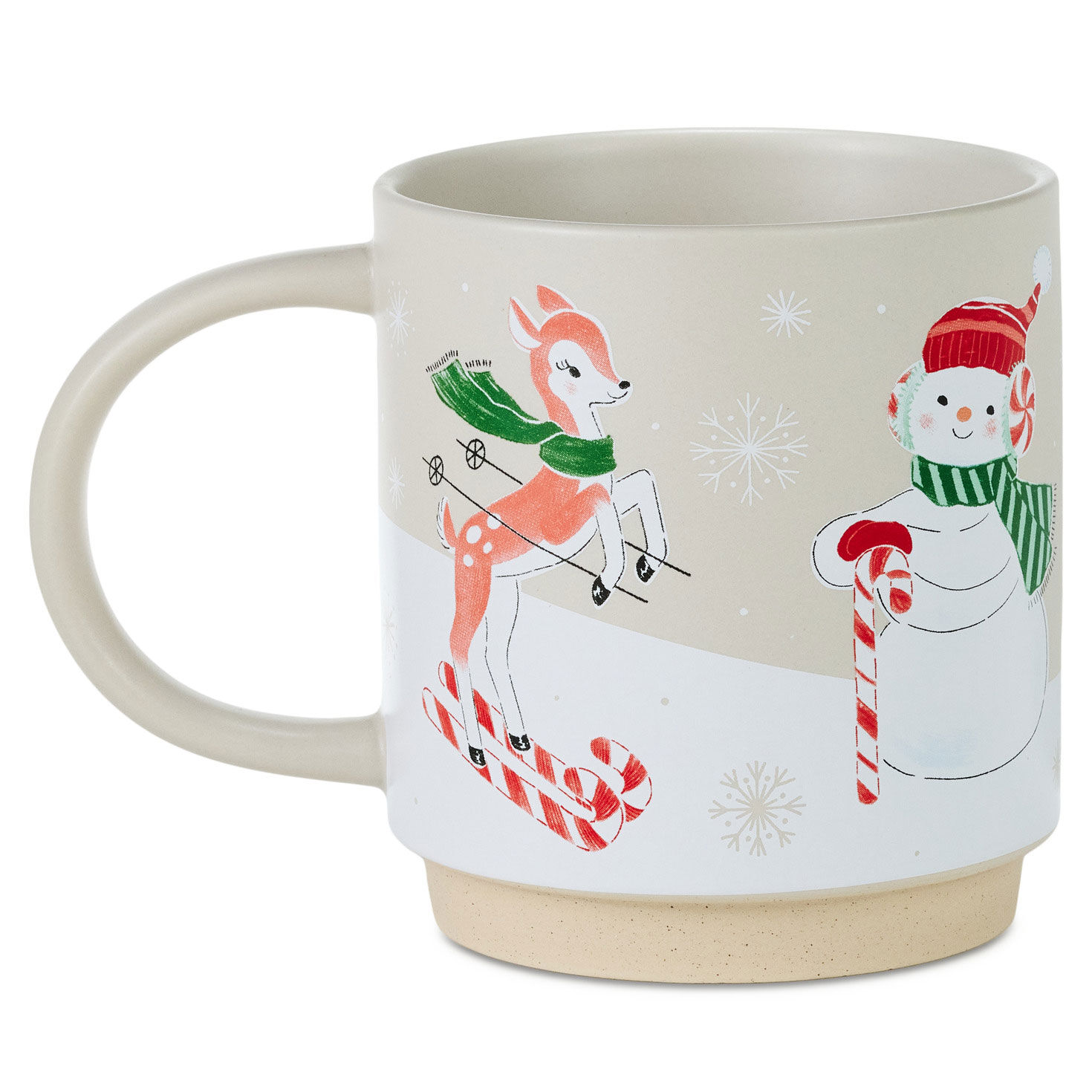 Santa, Reindeer, Penguin Skiing Mug back image number 2