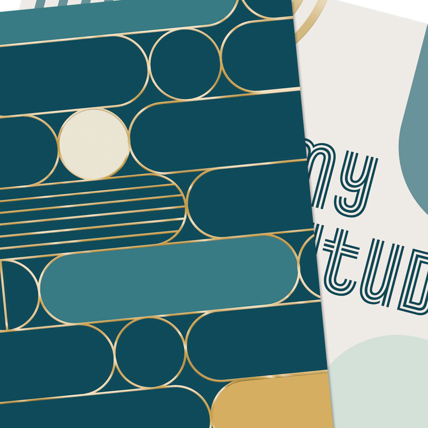 Teal Green Graphics Thank You Cards Pack Card Cover Detail image number 4