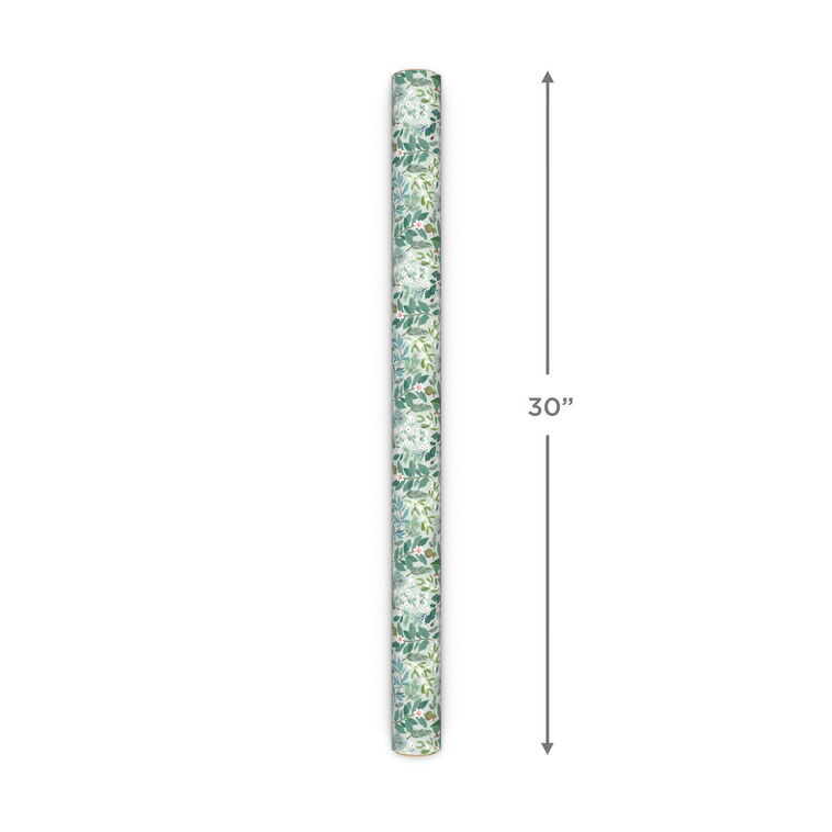 Floral on Blue/Happy Holidays Reversible Gift Wrap Measurement image number 4