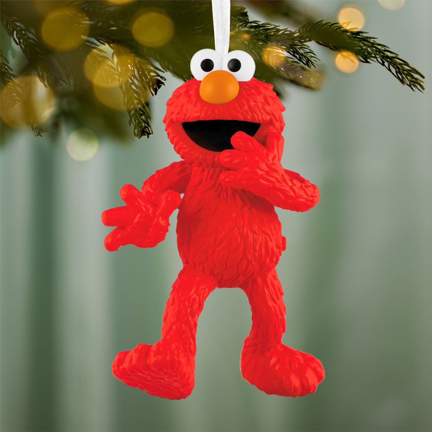 Sesame Street Tickle Me Elmo Keepsake Ornament hanging on tree image number 2