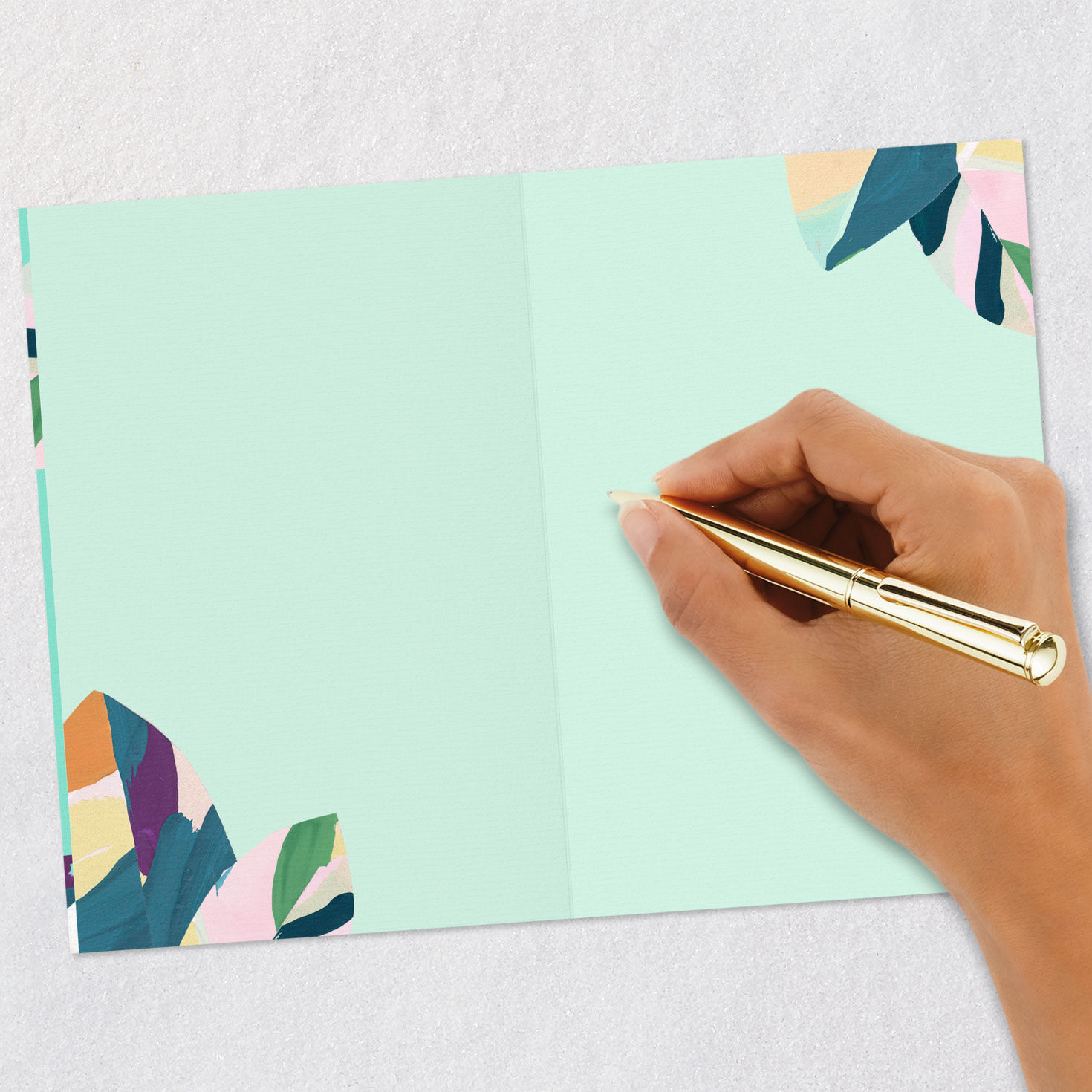 Colorful Watercolor Leaves Blank Card Signing card image number 5