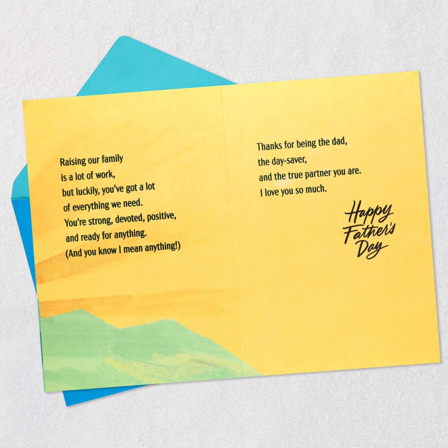 Sunrise Landscape Father's Day Card Open card with envelope image number 4
