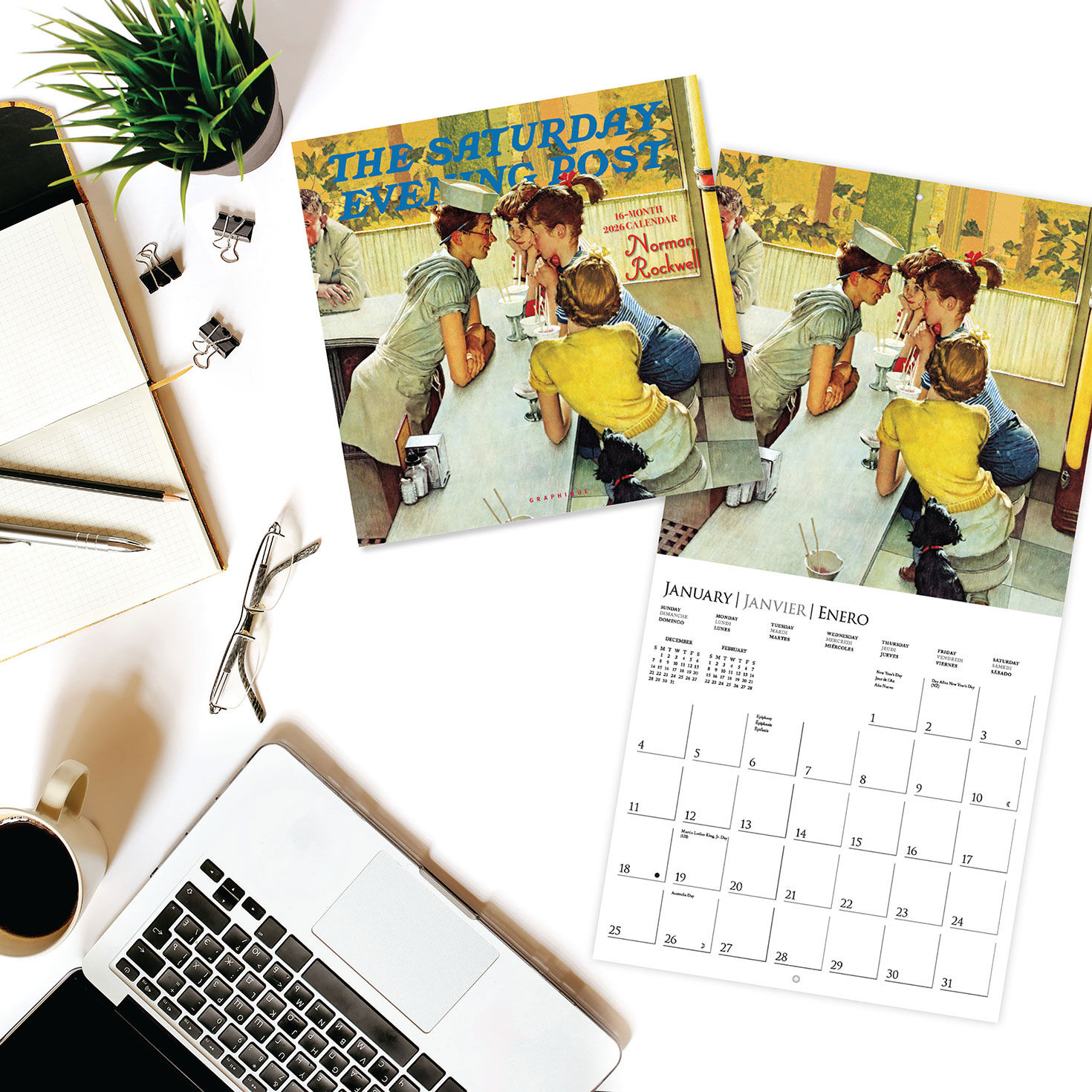 【希少】THE SATURDAY EVENING POST Graphique The Saturday Evening Post 16-Month 2026 Calendar