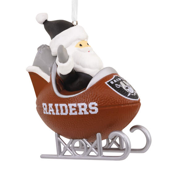NFL Las Vegas Raiders Santa Football Sled Hallmark Ornament, , large image number 1