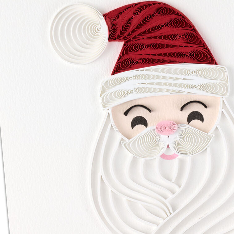 Quilled Paper Santa Face Christmas Card Card Front Detail image number 4