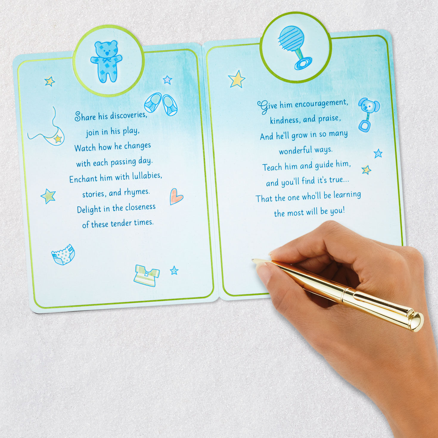 Welcome With a Kiss and Hug New Baby Boy Card for only USD 5.59 | Hallmark