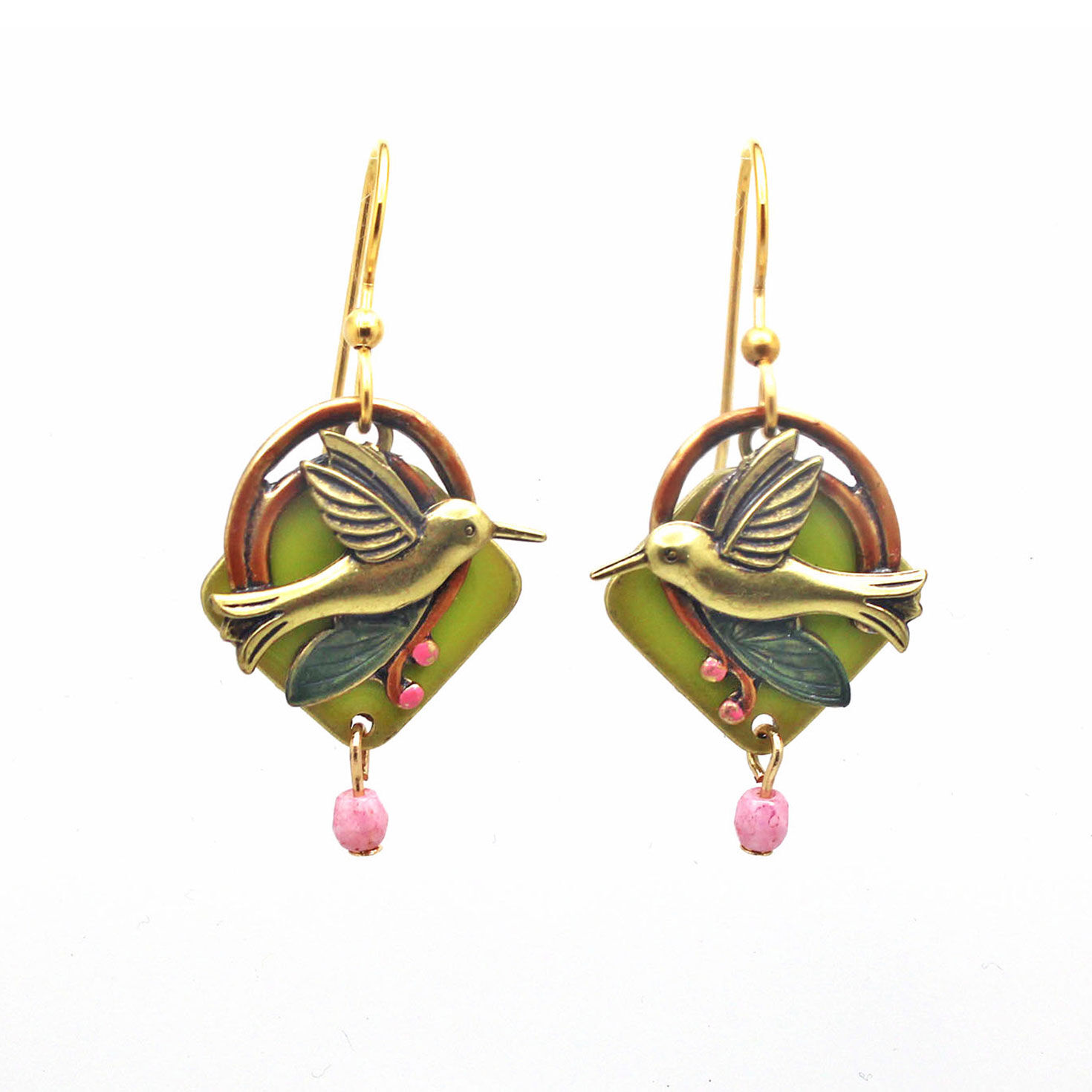 Silver Forest Hummingbird Layered Drop Earrings Earrings Hallmark