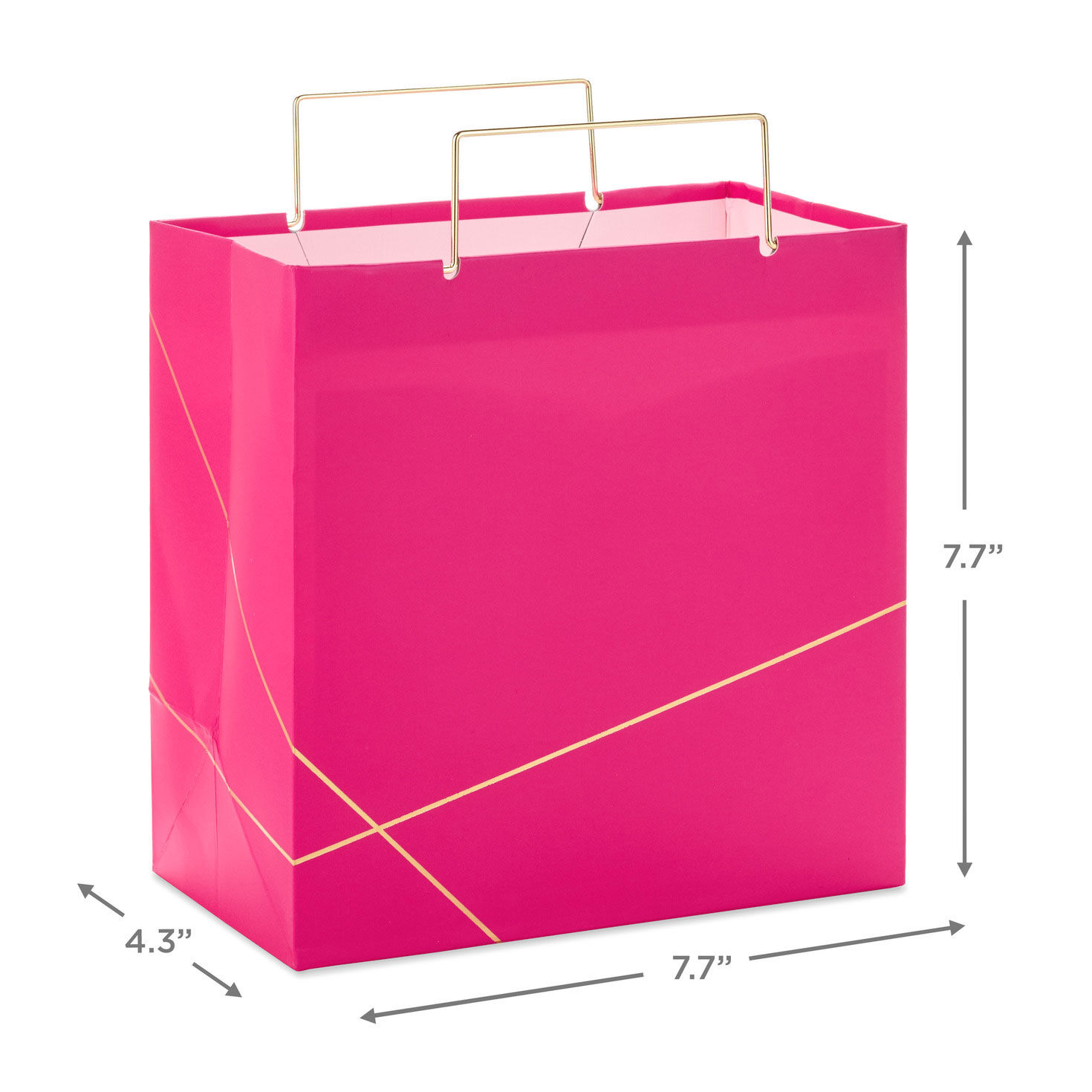 Rose With Gold Medium Square Gift Bag, 7.7" measurement image number 3