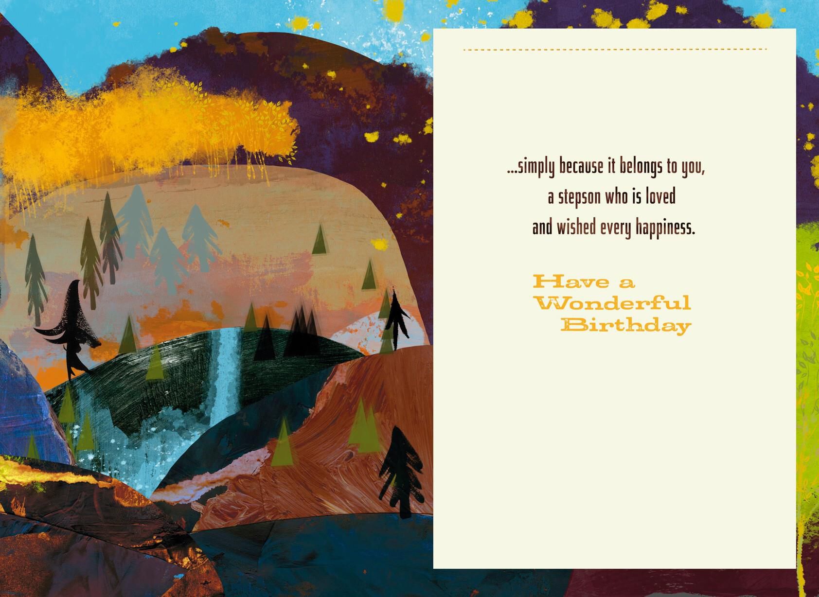 Painted Mountains Birthday Card for Stepson