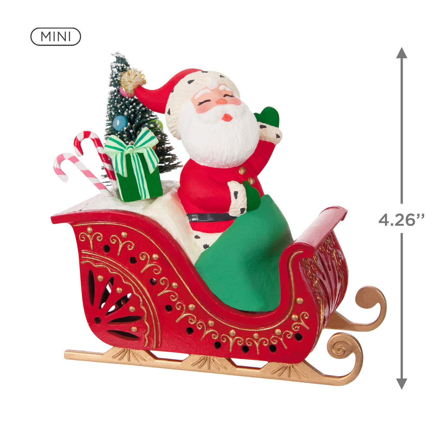 Mini Vintage Santa ShowToppers Musical Tree Topper With Light, 4.26&rdquo;, , large image number 3