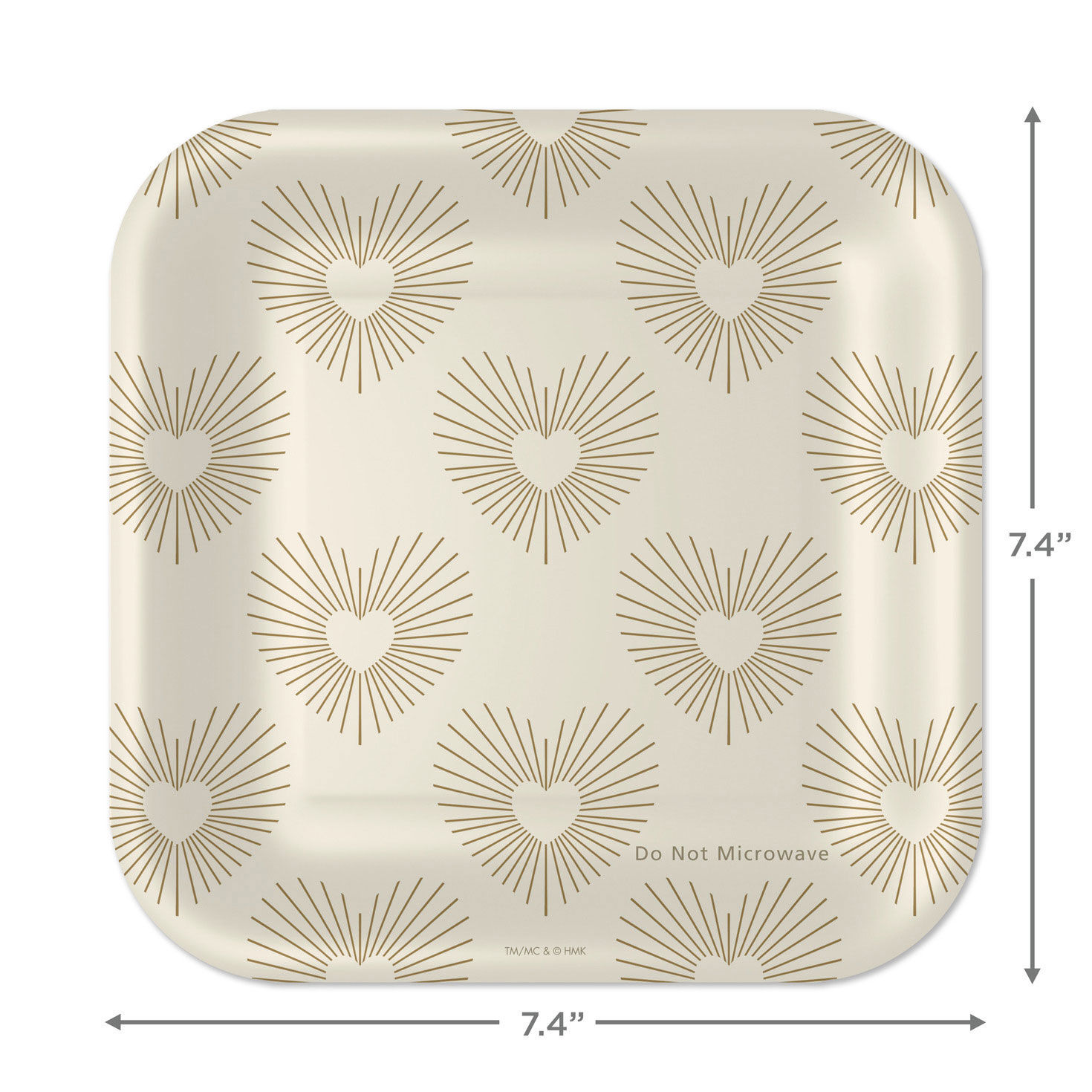 Gold Hearts on Ivory Square Dessert Plates, Set of 8 for only USD 3.99 | Hallmark