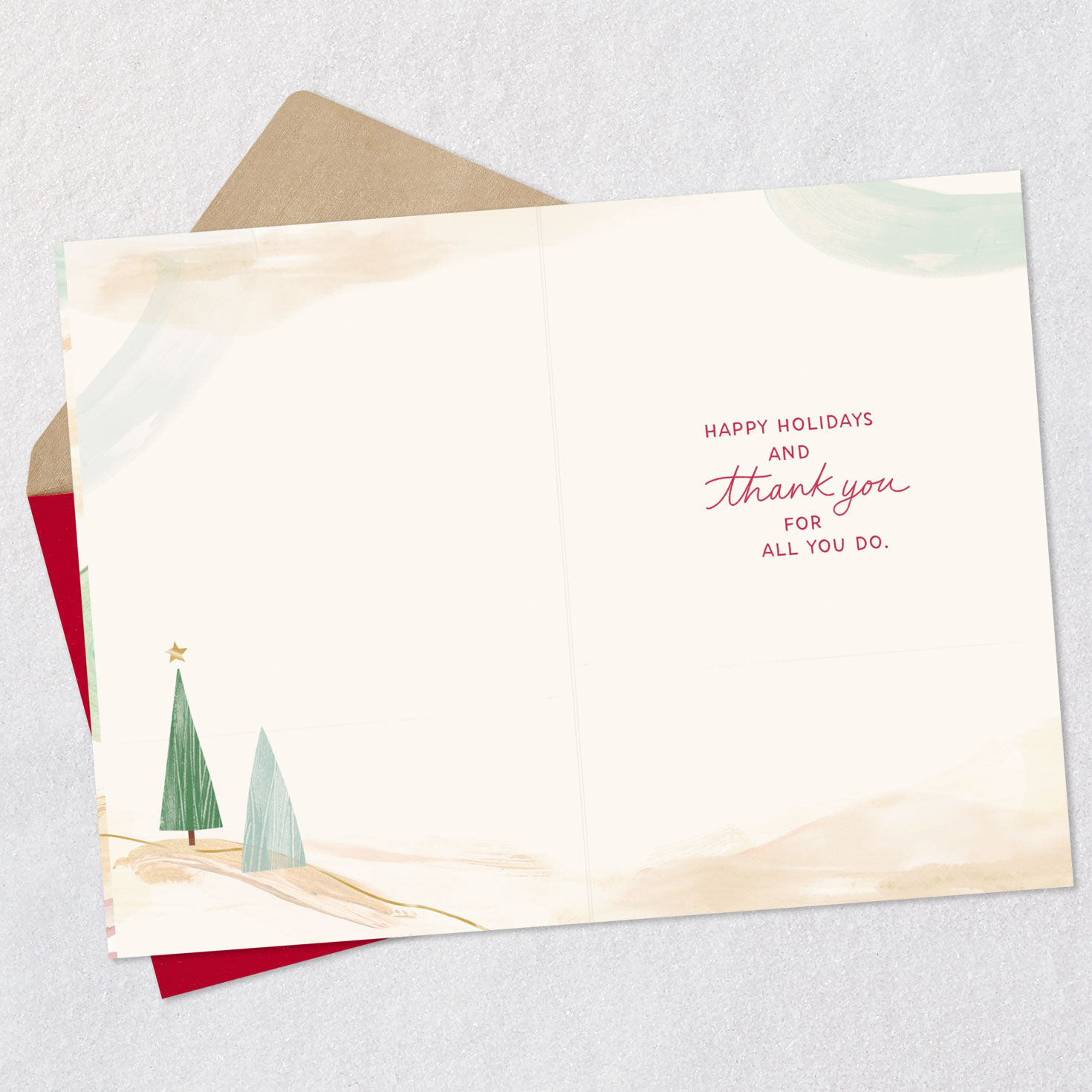 Cardinal Painting Over Trees Doctor Christmas Card Open card with envelope image number 3