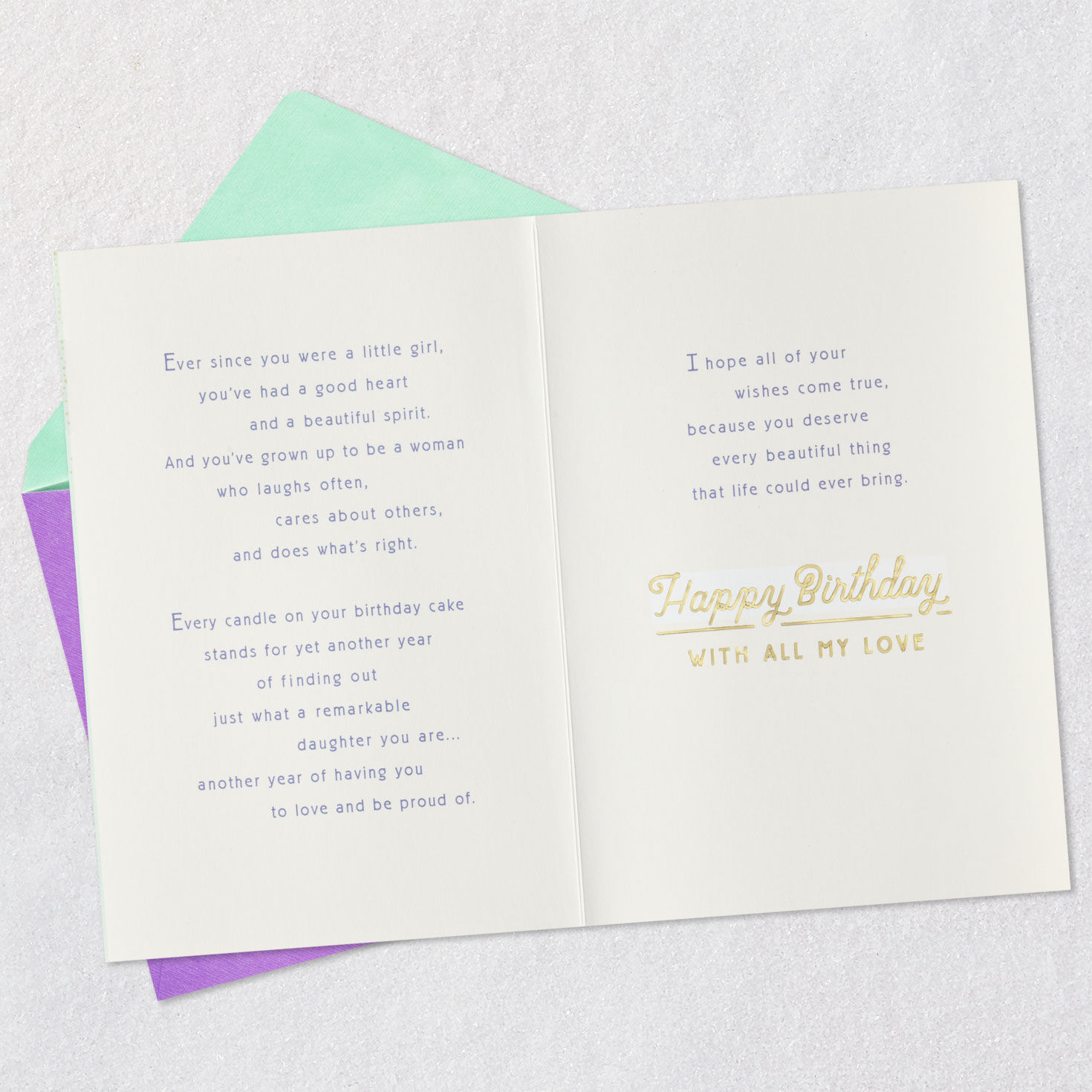 Floral Cake Daughter Birthday Card Open card with envelope image number 5