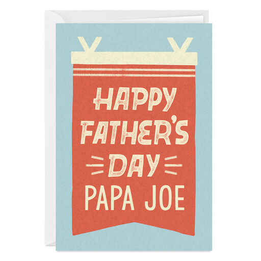 Personalized Red and White Pennant Father’s Day Card, 