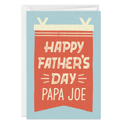 Personalized Red and White Pennant Father’s Day Card, 