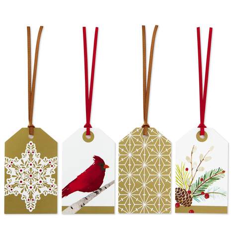 Red and Gold 12-Pack Christmas Gift Tags, , large