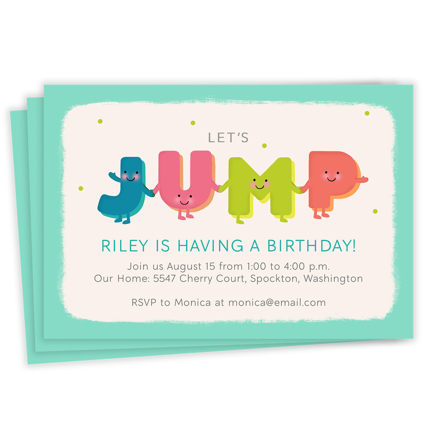 Let's Jump Flat Birthday Invitation