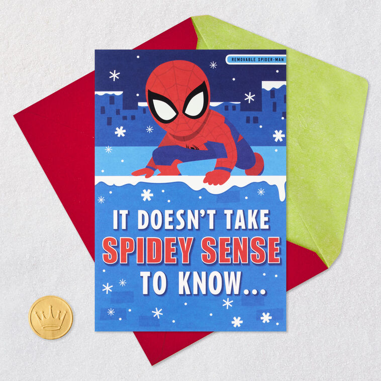 Spidey Ornament Christmas Card Card Front with Envelope and Gold Seal image number 6