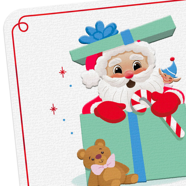 Santa Claus in Gift Box Christmas Card for Kids Card Front Detail image number 4