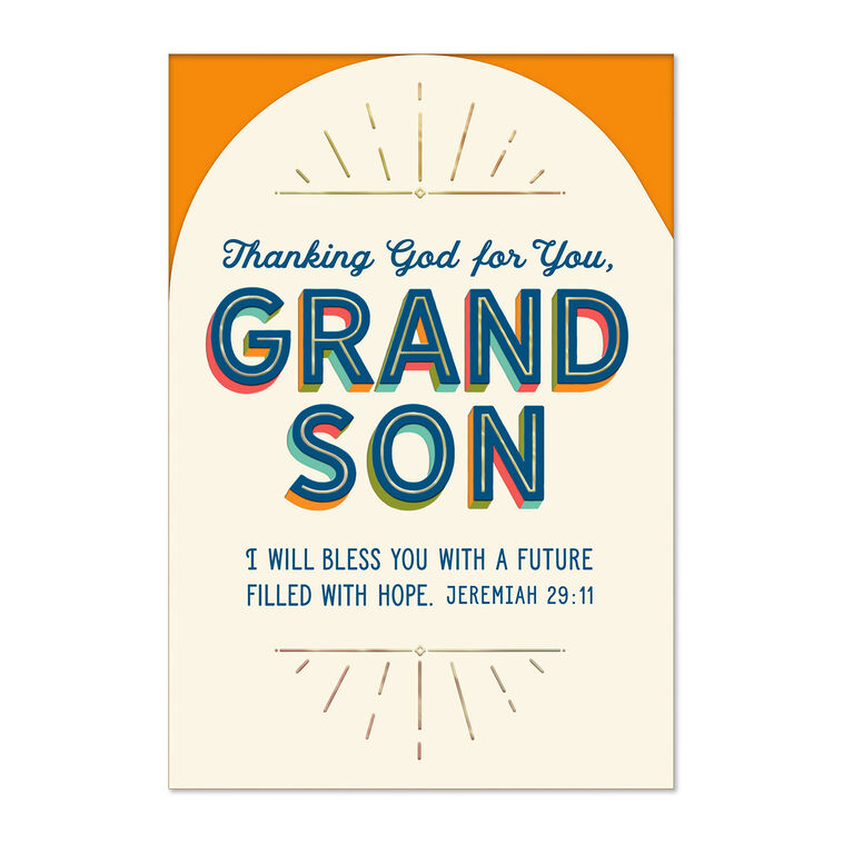 God's Good Work in Your Life Religious Birthday Card for Grandson