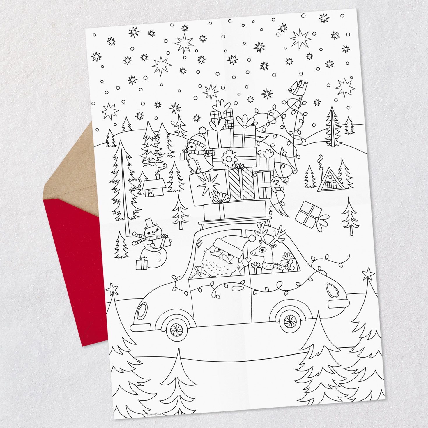 Snowy Winter Scene Christmas Card for Grandson Open card with envelope image number 5