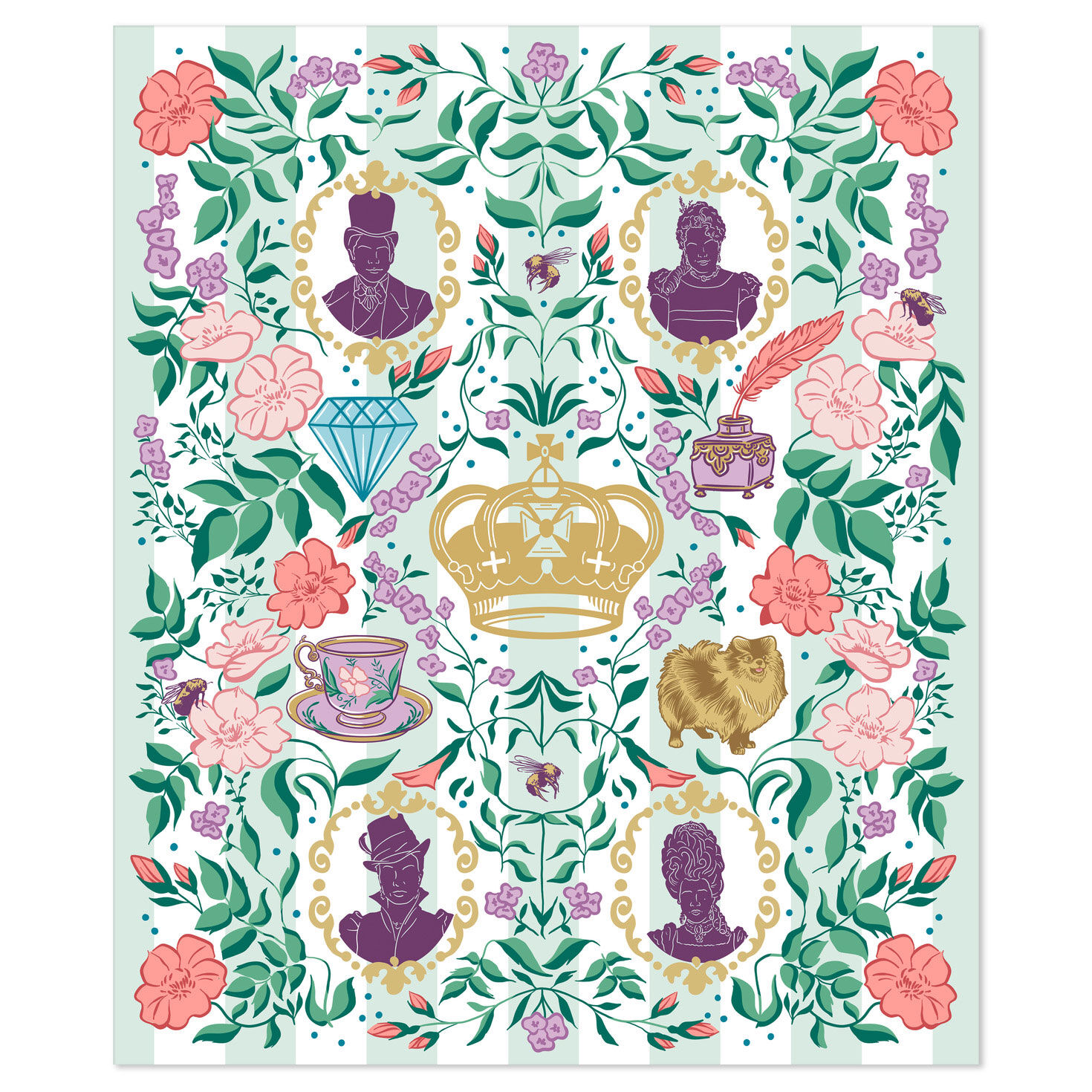 Bridgerton Ton Silhouettes on Floral Blanket, 50x60 for only USD 39.99 | Hallmark
