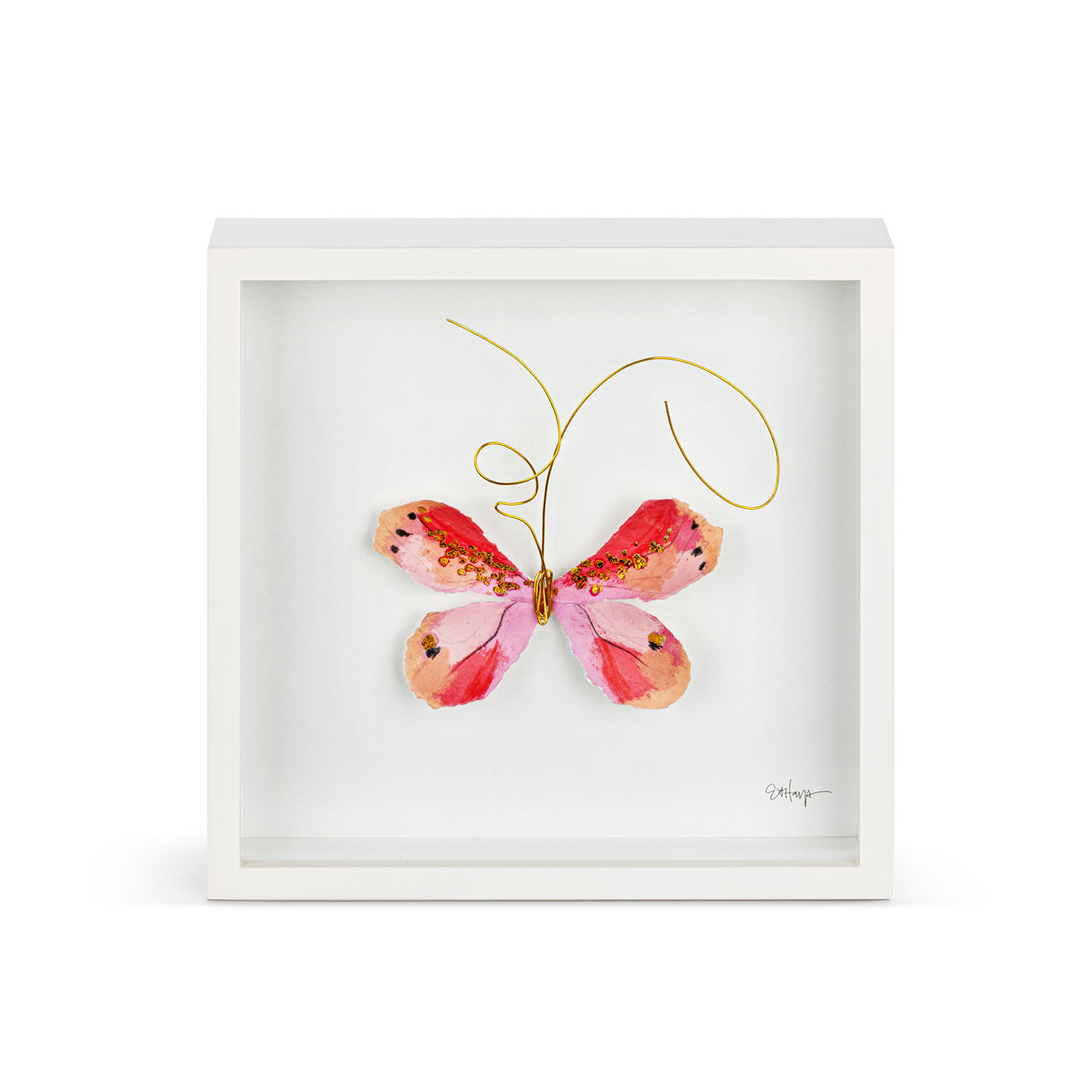 Demdaco Pink Butterfly Shadow Box Wall Decor, 10"