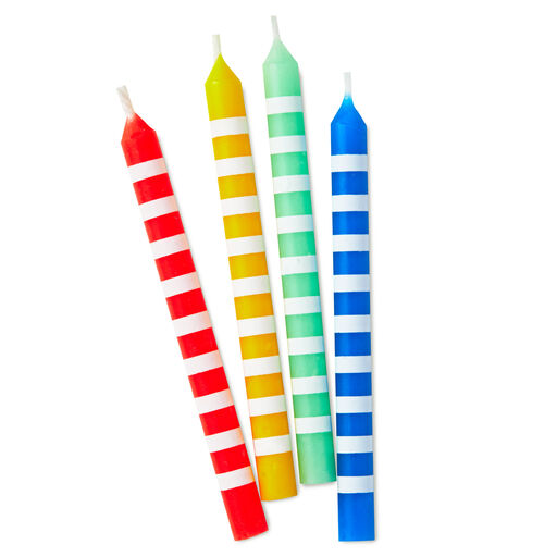 Colorful Striped Birthday Candles, Set of 16, Multi Stripe