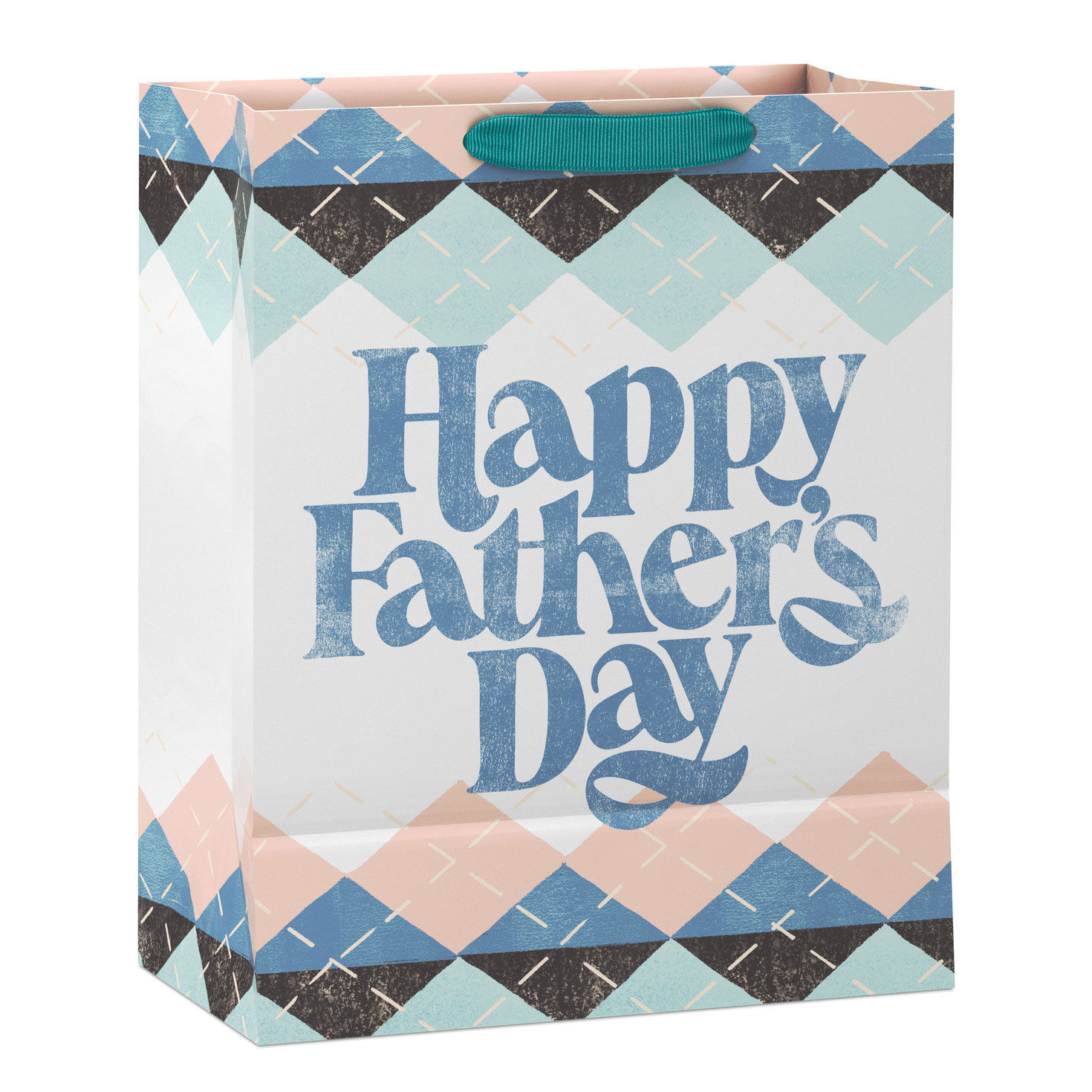 Happy Father's Day Argyle Pattern Large Gift Bag back image number 6
