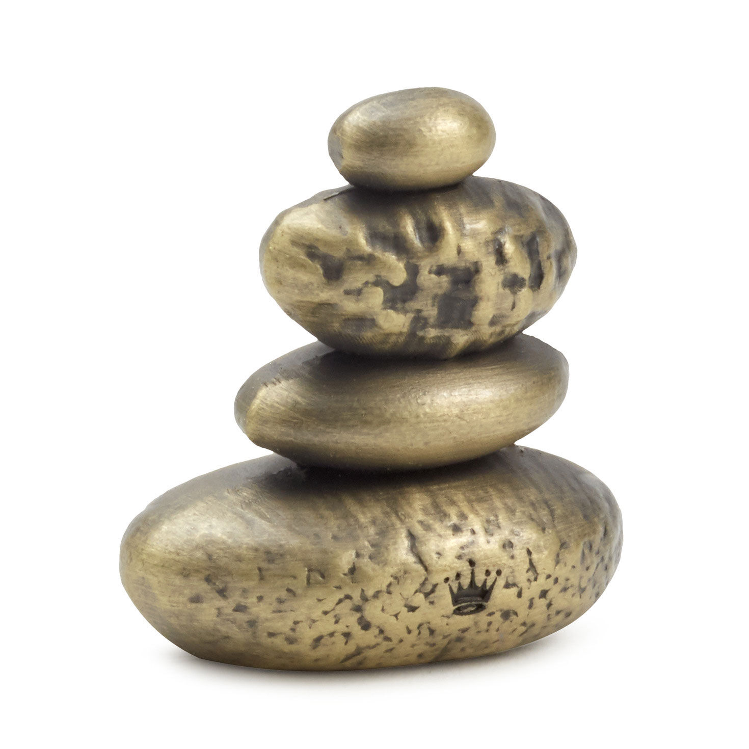 Gold Stacked Stones Metal Pocket Token Back image number 2