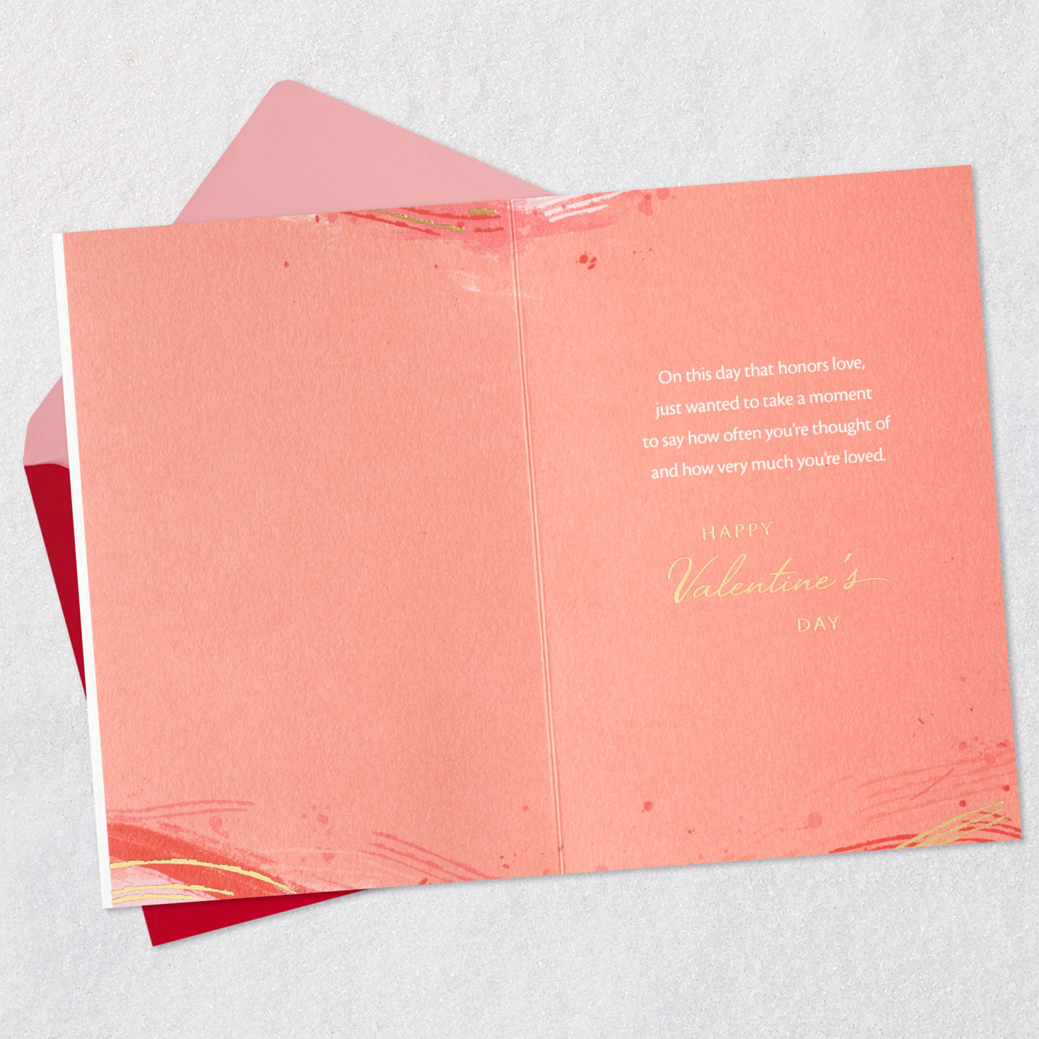 Pink Marble Heart Valentine's Day Card for Family Open card with envelope image number 3
