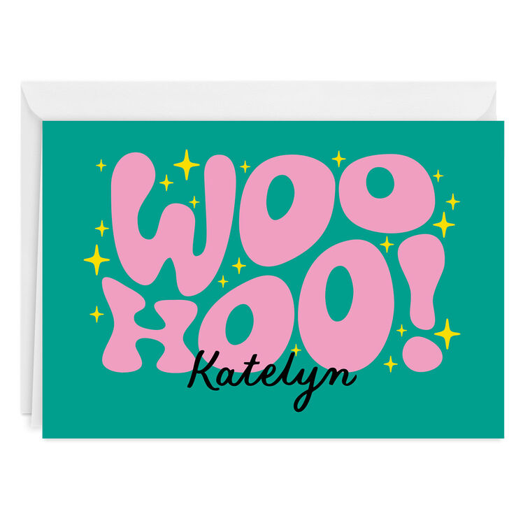 Retro Sparkling Woo Hoo Custom Birthday Card