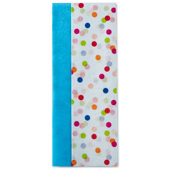 Turquoise and Confetti Dots 2-Pack Tissue Paper, 6 Sheets, , large image number 1