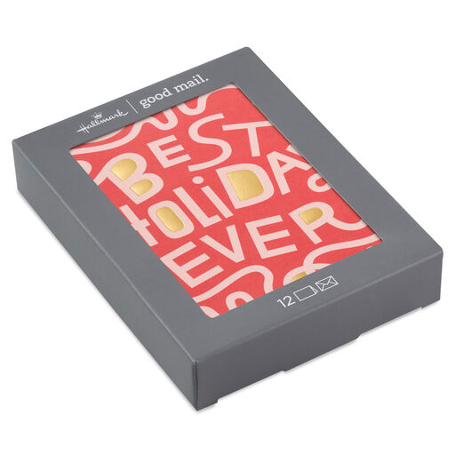 Red and Gold Best Holiday Ever Boxed Christmas Cards, Pack of 12, 