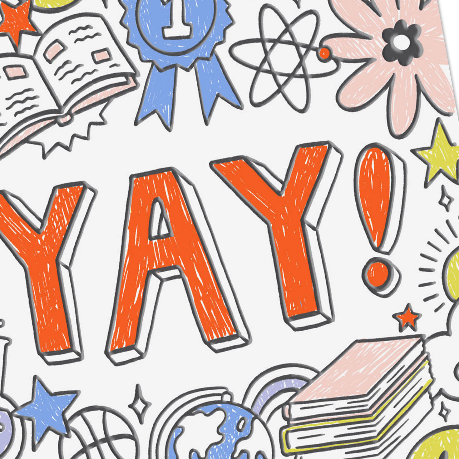 Colorful Doodle Yay Achievement Card for Kids Card Front Detail image number 4