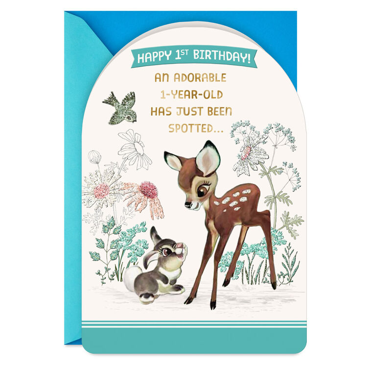 Disney Bambi and Thumper Wonder and Fun First Birthday Card for Boys