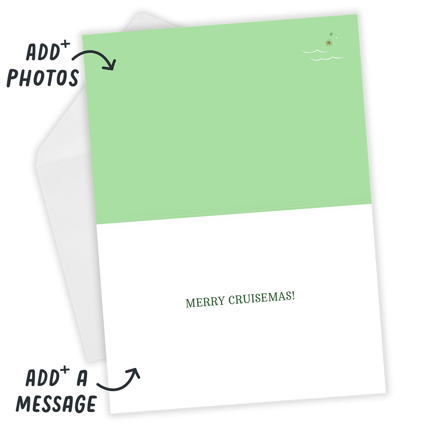 Hallmark Cruise Santa Ship Personalized Card Open Card with Envelope indicating personalization image number 4