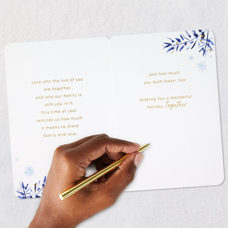 Snuggling Owls Christmas Card for Son and Partner signing card image number 8