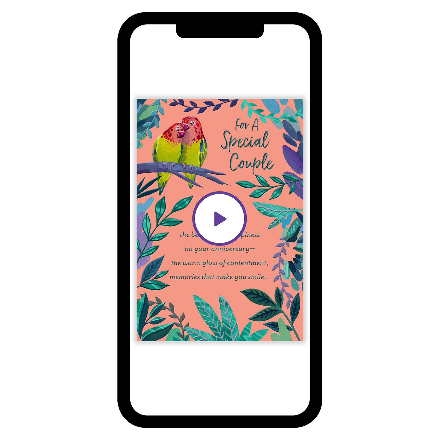 Parrots Religious Personalized Anniversary Card phone with card front image number 1