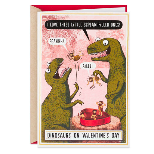 Dinosaurs and Candy Box Funny Valentine's Day Card, 