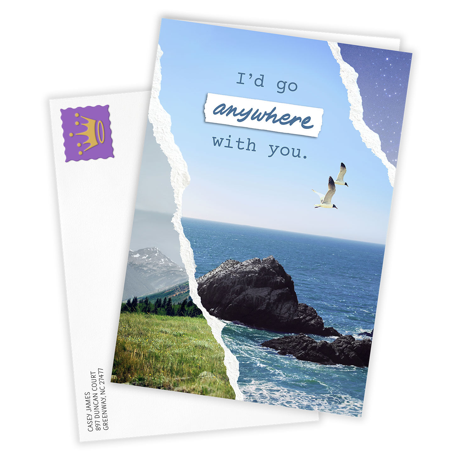 Mountain Ocean Landscapes Personalized Love Card Card Front with Envelope image number 2