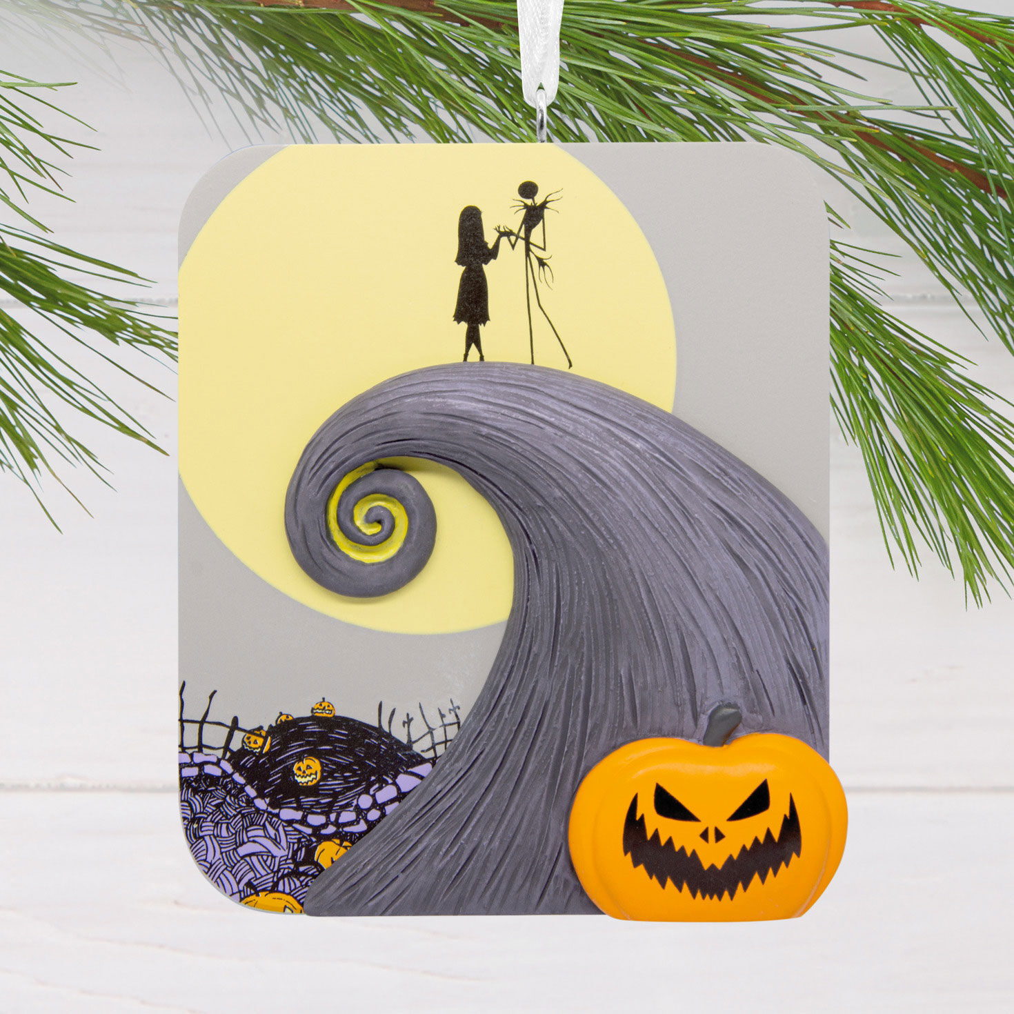 Nightmare Before Christmas Scene Ornament hanging on tree image number 2