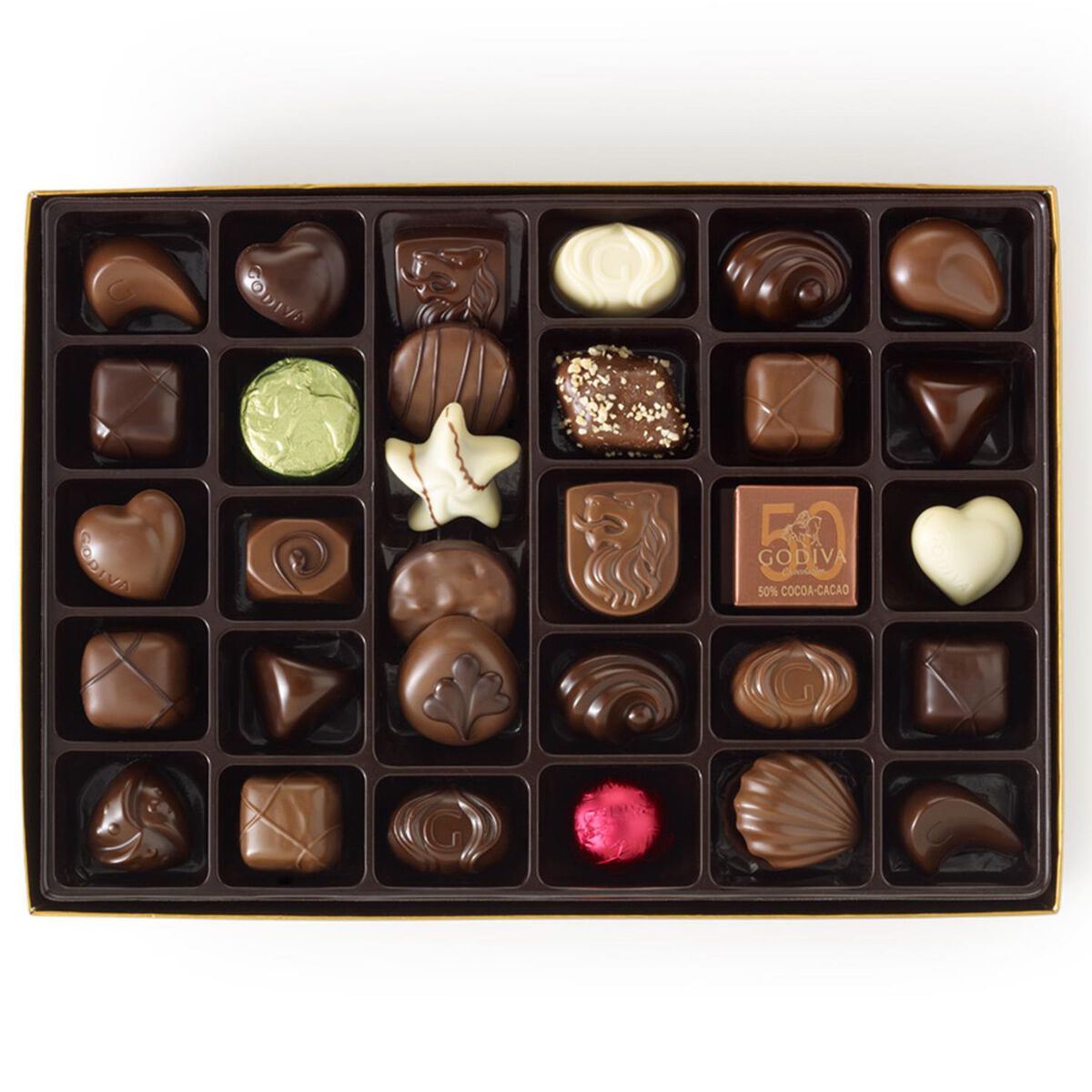 Godiva Chocolatier Assorted Chocolates Gold Holiday Gift Box, 36 Pieces