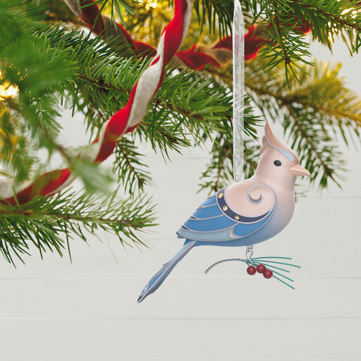 The Beauty of the Birds Leucistic Steller's Jay Ornament, 