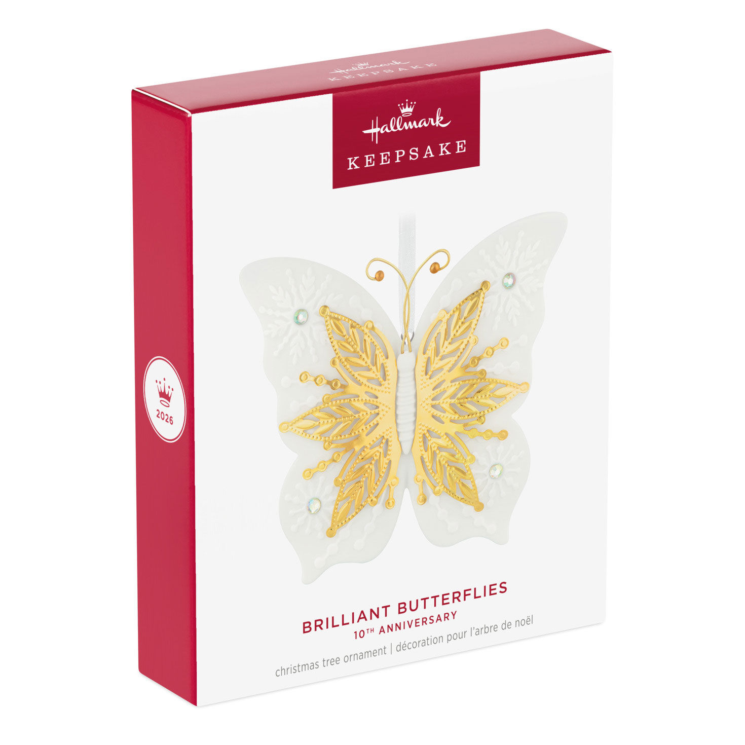 White Ceramic With Gold Butterfly Keepsake Ornament Package Front image number 7