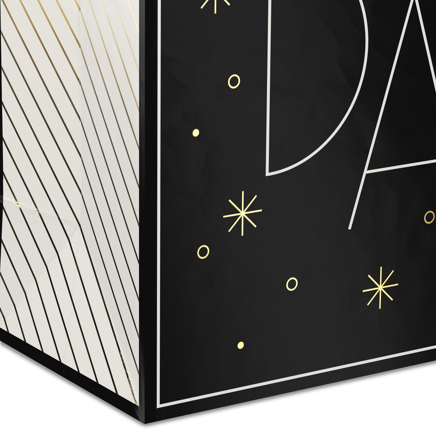 Modern Black and Gold XL Holiday Gift Bag Base/Side Detail image number 5