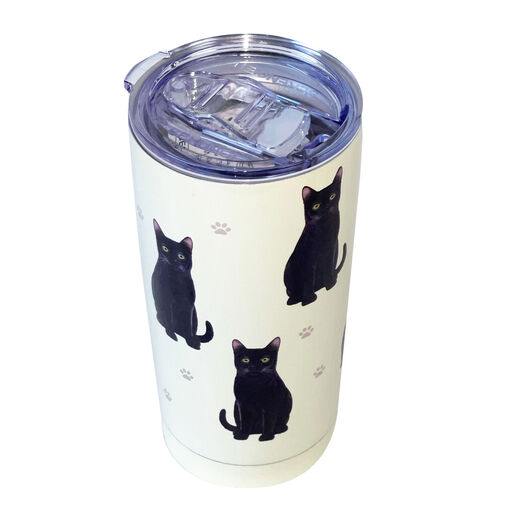 E&S Pets Black Cat Stainless Steel Tumbler, 20 oz., 